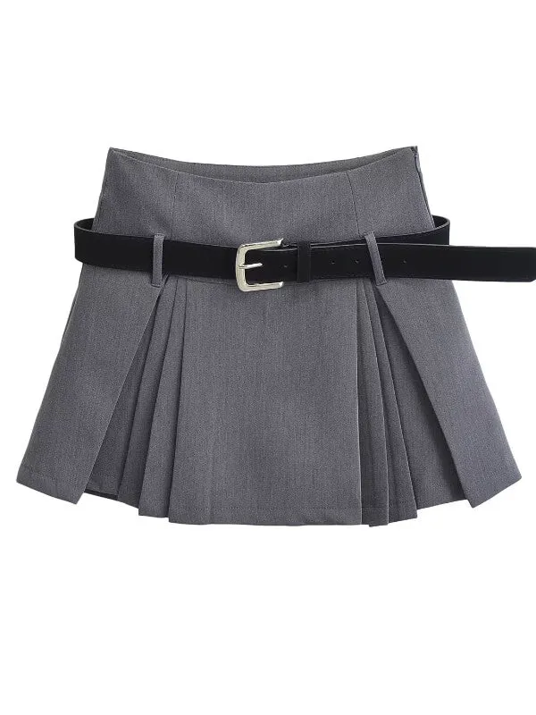 Academic belt mini skirt