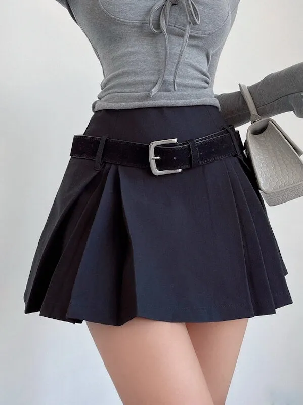 Academic belt mini skirt