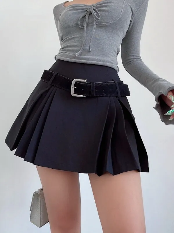 Academic belt mini skirt