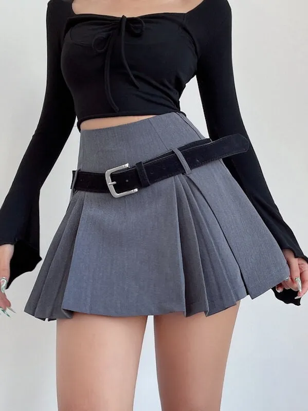 Academic belt mini skirt