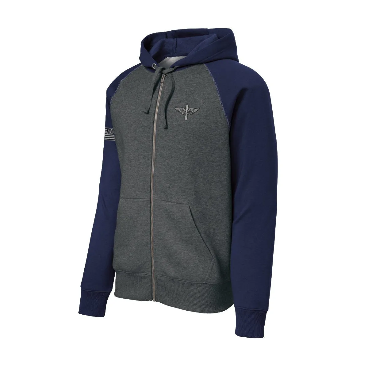 Aviation Color Block Zip Up Hoodie