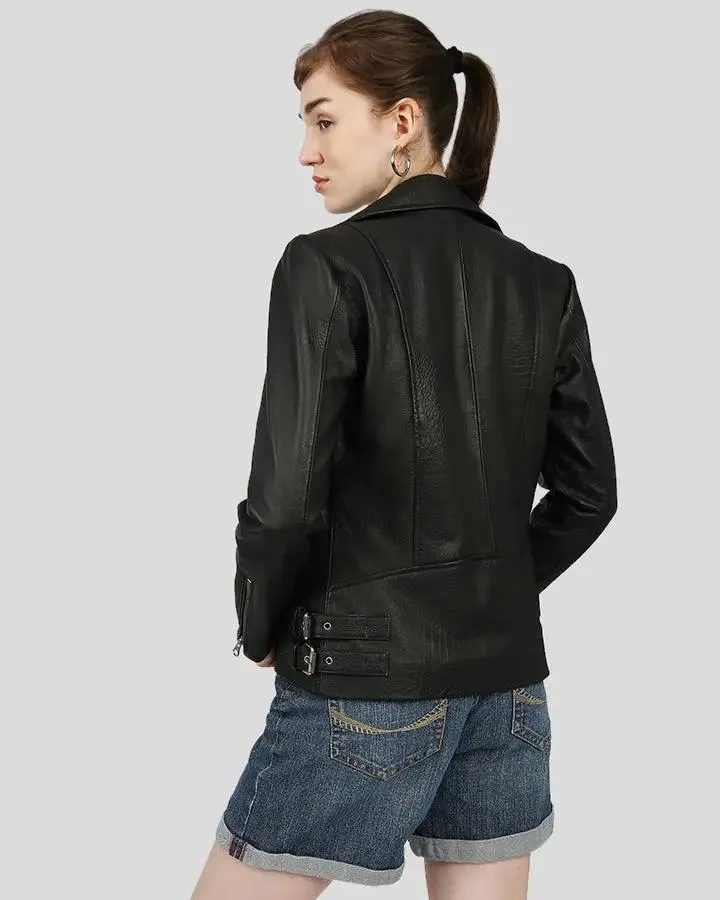 Azaria Black Motorcycle Leather Jacket