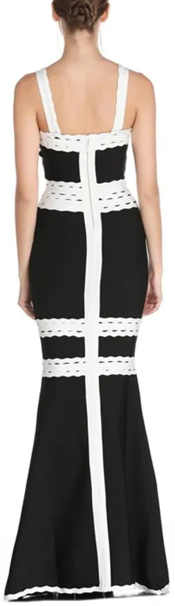 Black & White Scalloped Trimmed Maxi Dress