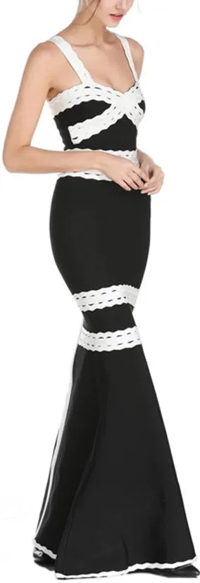 Black & White Scalloped Trimmed Maxi Dress