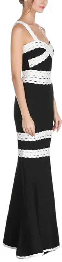 Black & White Scalloped Trimmed Maxi Dress