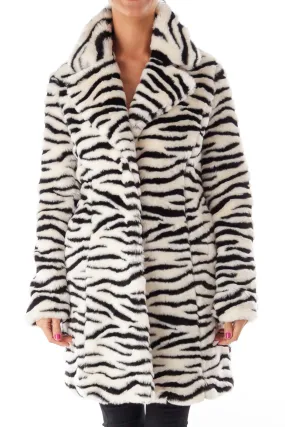 Black & White Zebra Faux Fur Coat