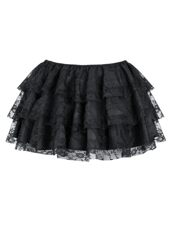 Black lace doll tulle skirt