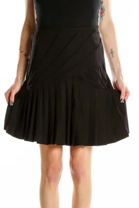 Black Pleated A-Line Skirt