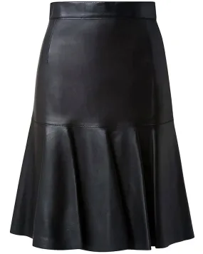 Black Vegan Leather Flounce Mini Skirt