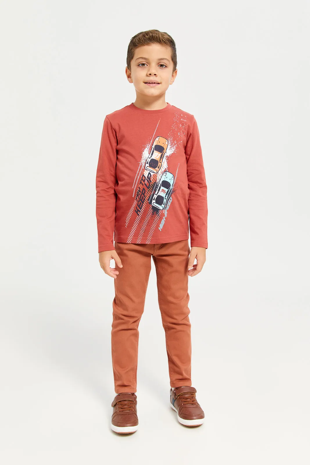 Boys Rust Denim Chino Trousers