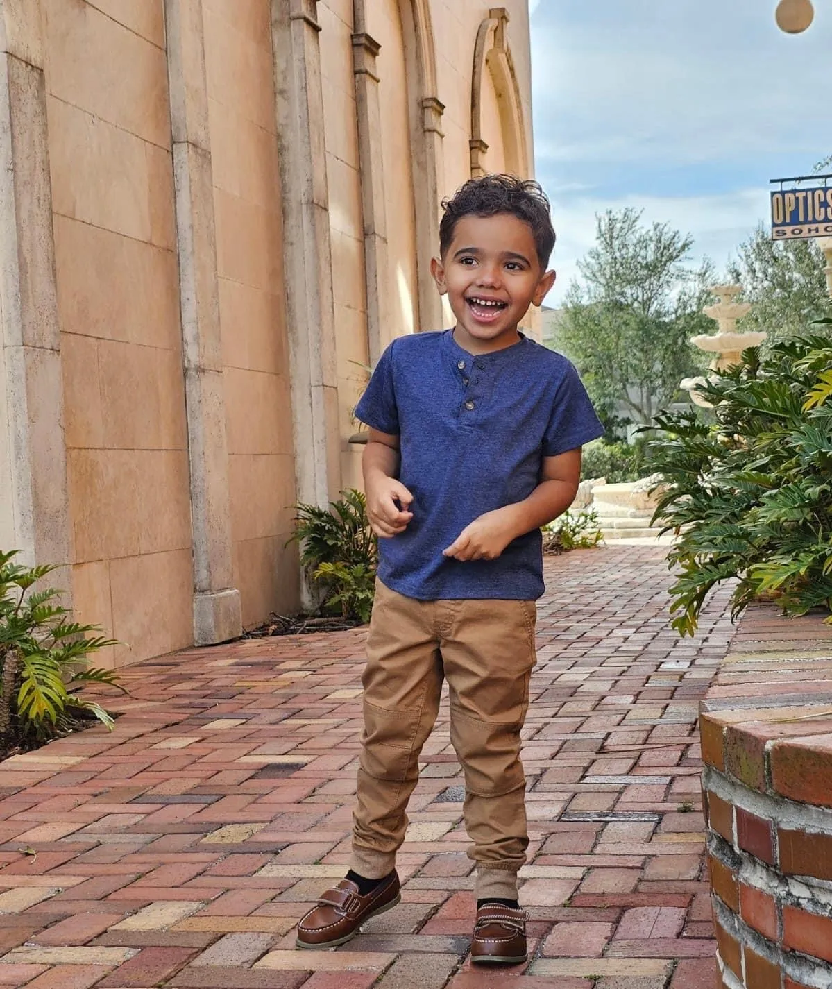 Boys’ Short-Sleeved Half Button Casual Tee