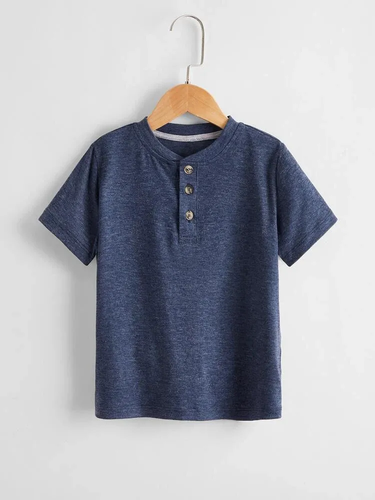 Boys’ Short-Sleeved Half Button Casual Tee