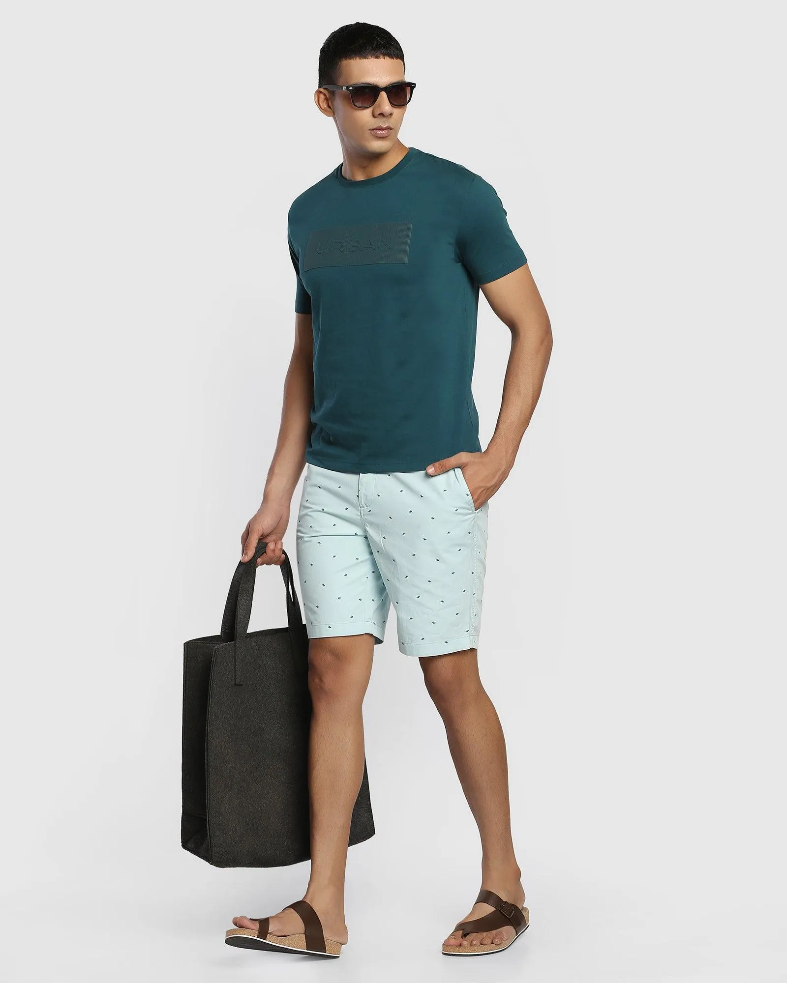 Casual Aqua Printed Shorts - Jim