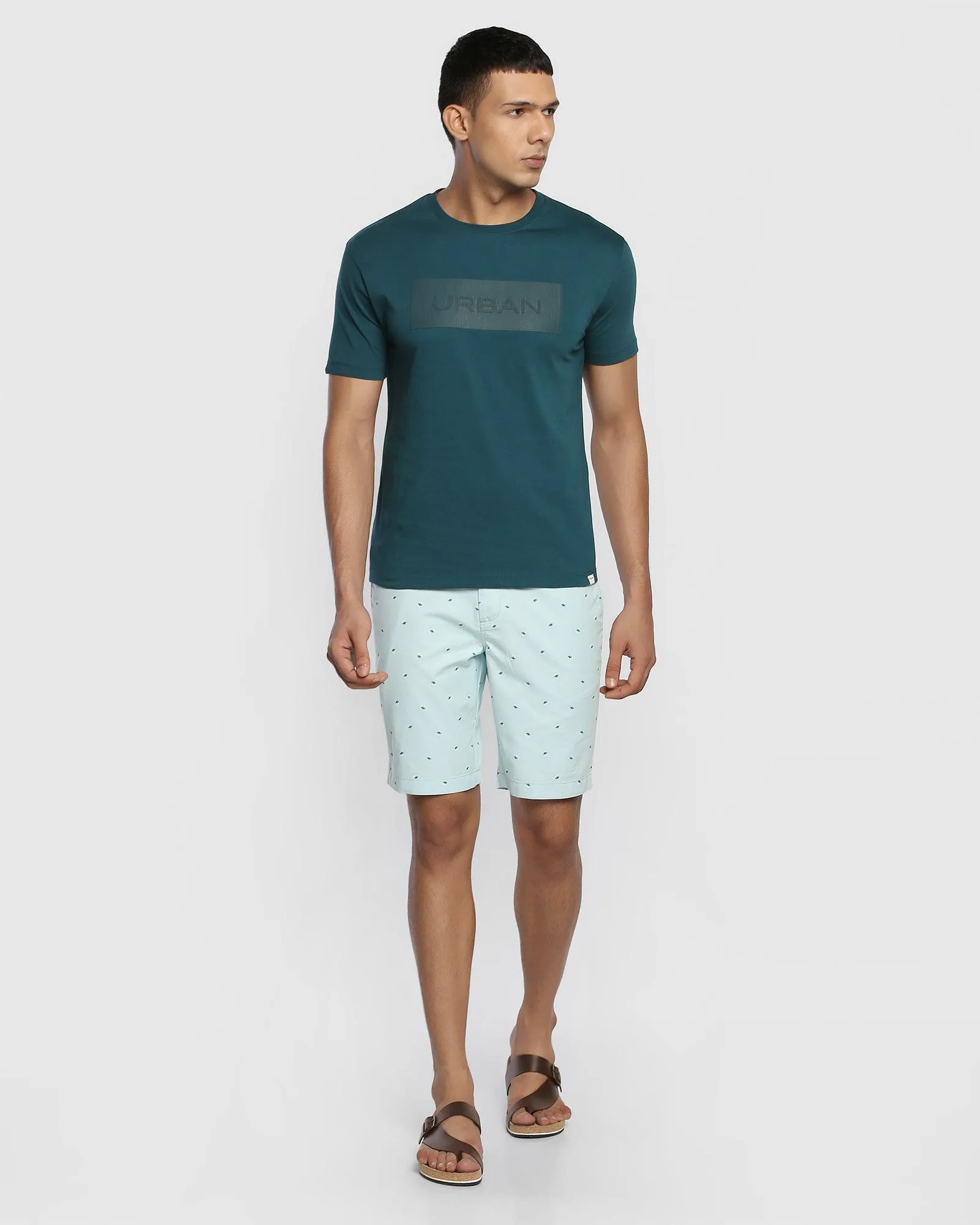 Casual Aqua Printed Shorts - Jim