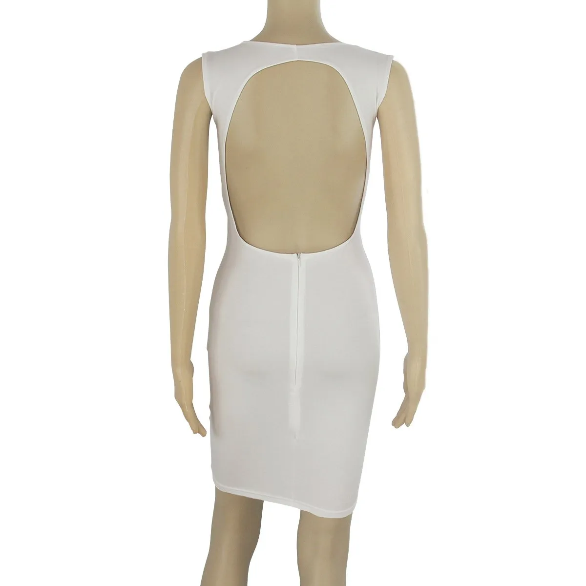 Clearance Sexy White Backless Sleeveless Short Bodycon Dress