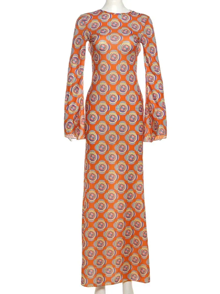 Color Burst Asymmetrical Print Maxi