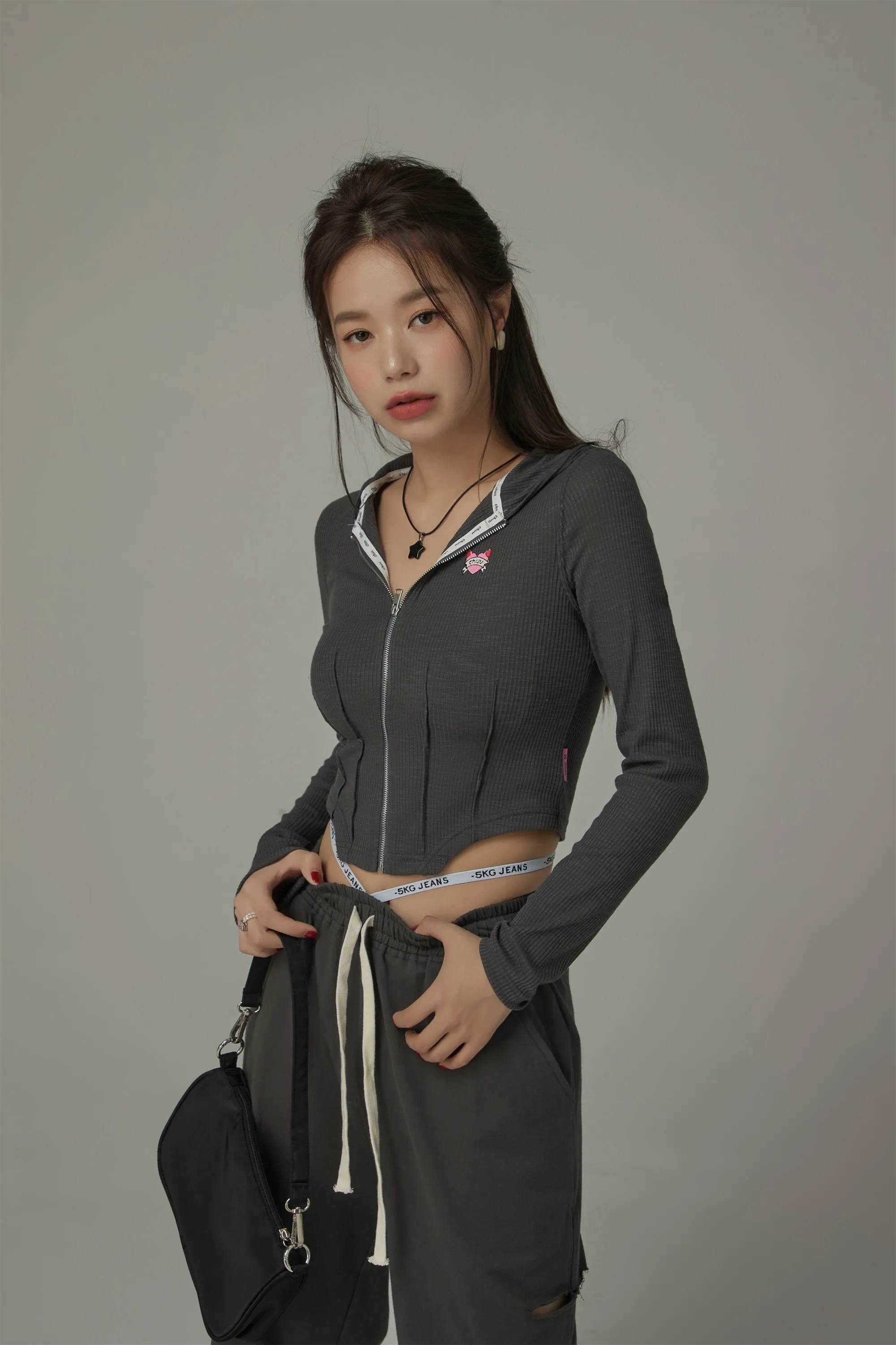 Cropped Corset Zip-Up Hoodie