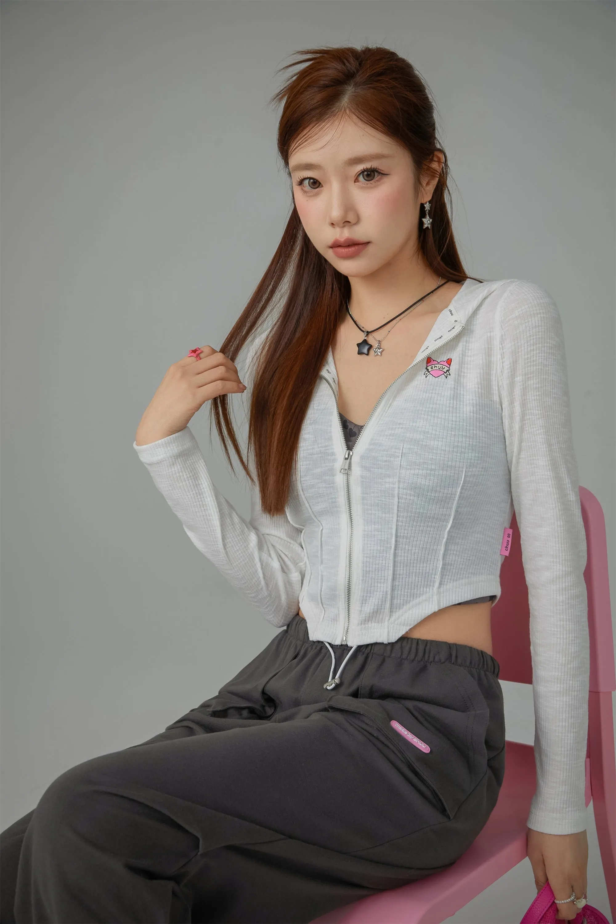 Cropped Corset Zip-Up Hoodie