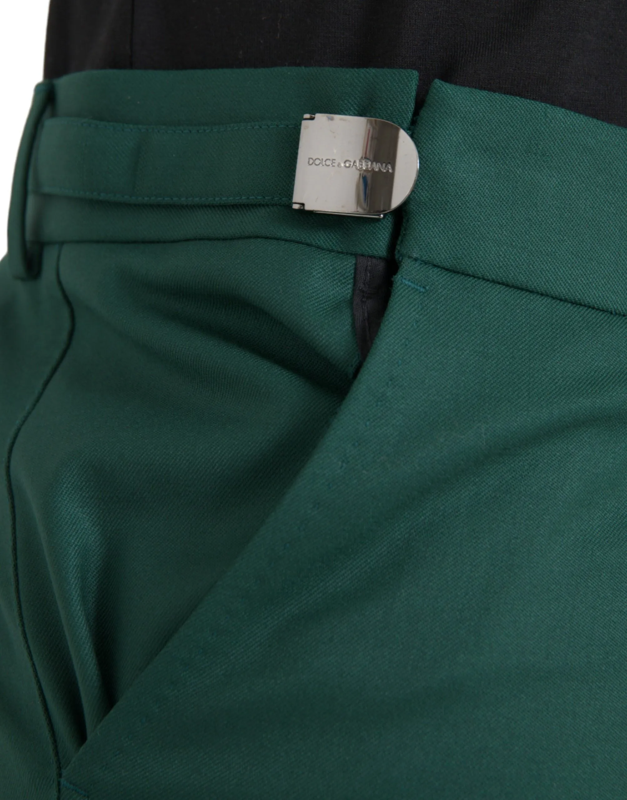 Dolce & Gabbana Green Wool Men Slim Fit Chino Pants