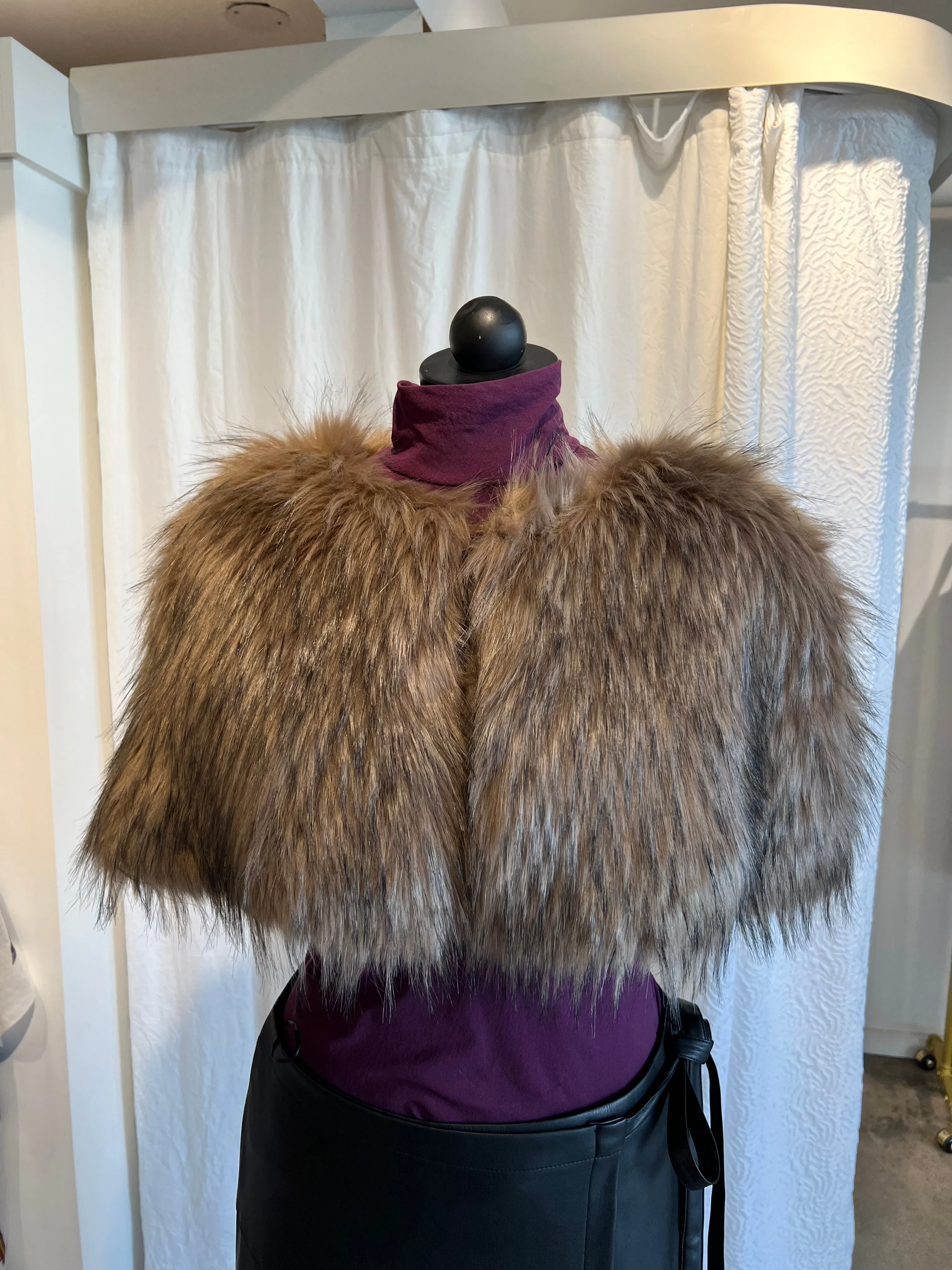 Faux Fur Stole-Bronze