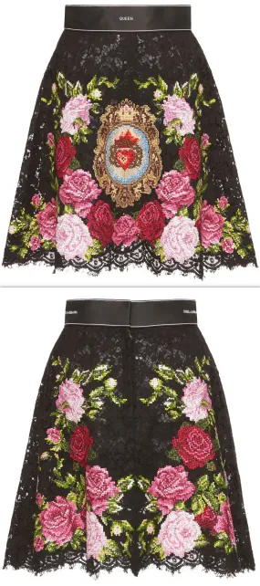 Floral Lace Mini Skirt