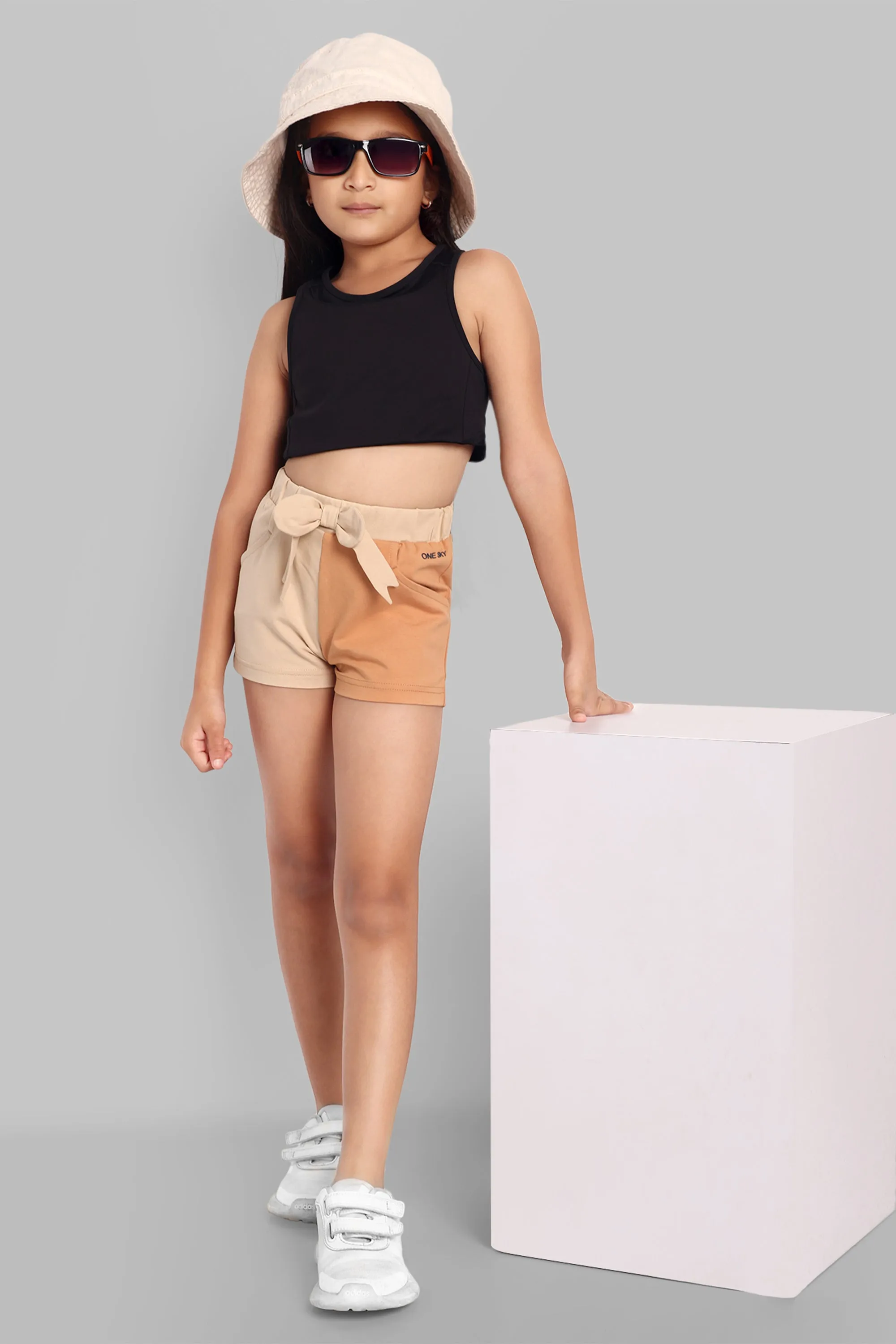 Girls Beige Casual Shorts