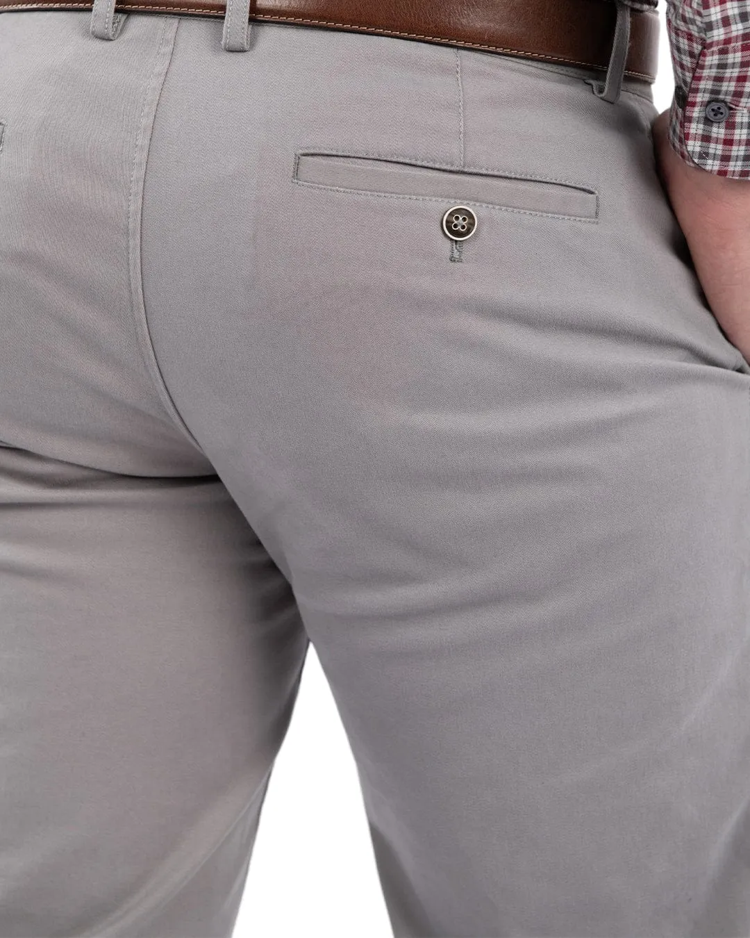 Grey Stretch Cotton Diamond Weave Chino Trousers