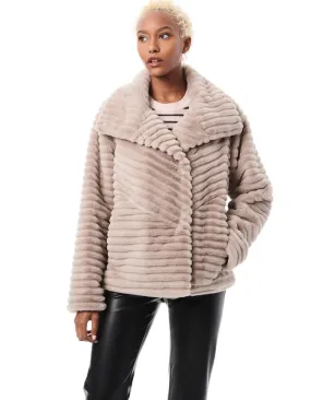 Grooved Faux Fur Jacket