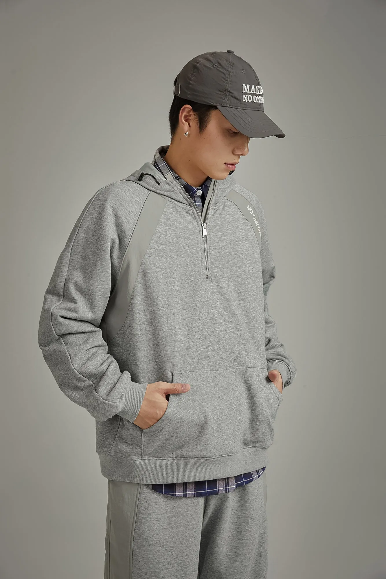 Half Zip-Up Boxy Hoodie