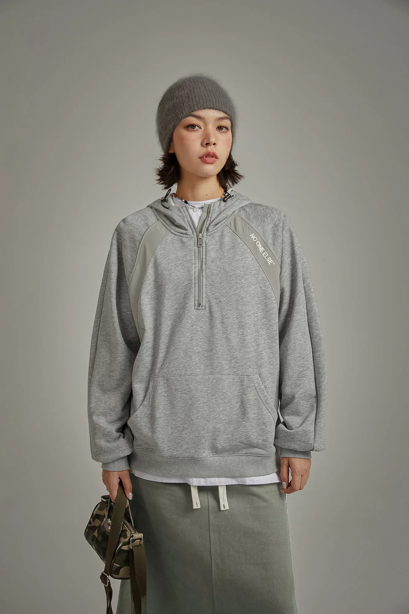 Half Zip-Up Boxy Hoodie