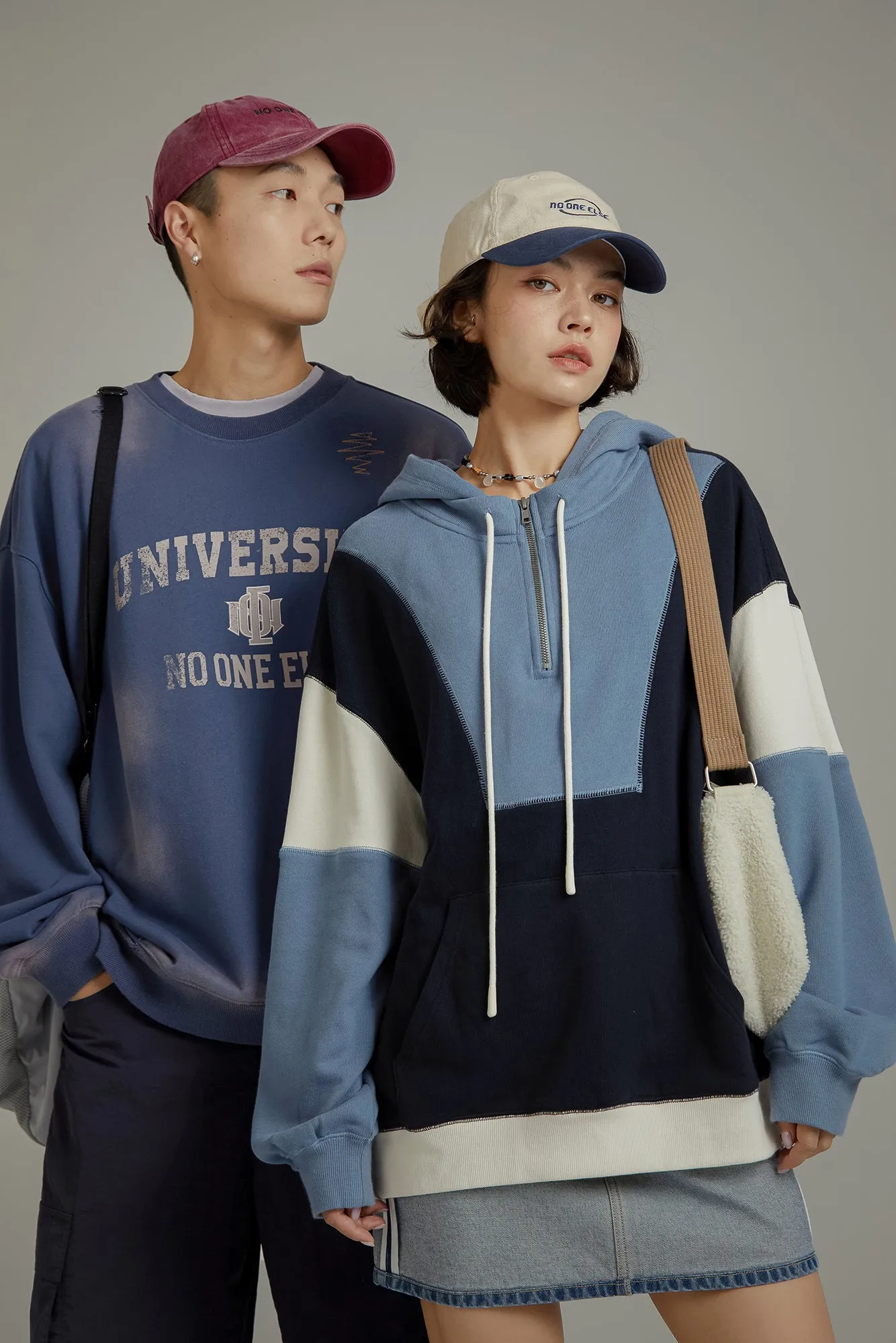 Half Zip-Up Color Hoodie