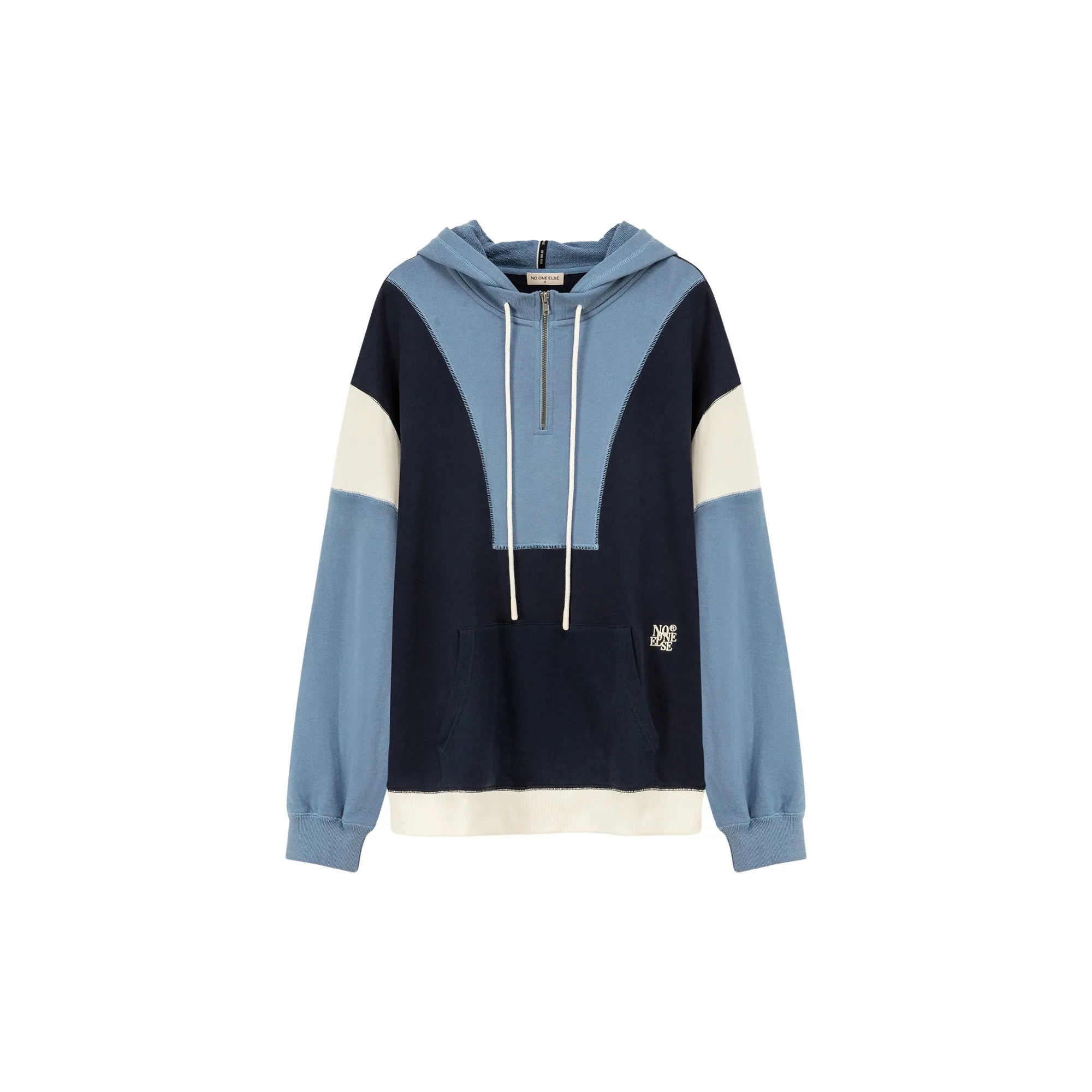 Half Zip-Up Color Hoodie