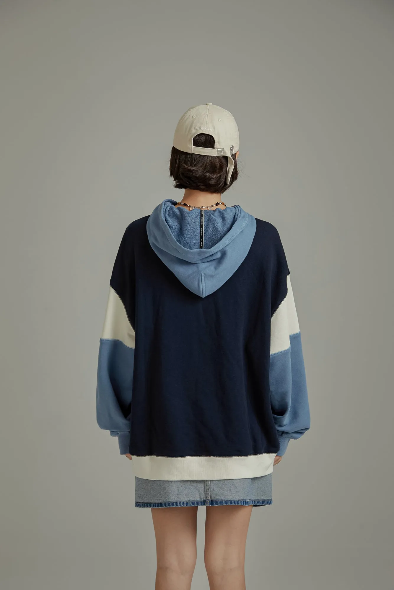 Half Zip-Up Color Hoodie