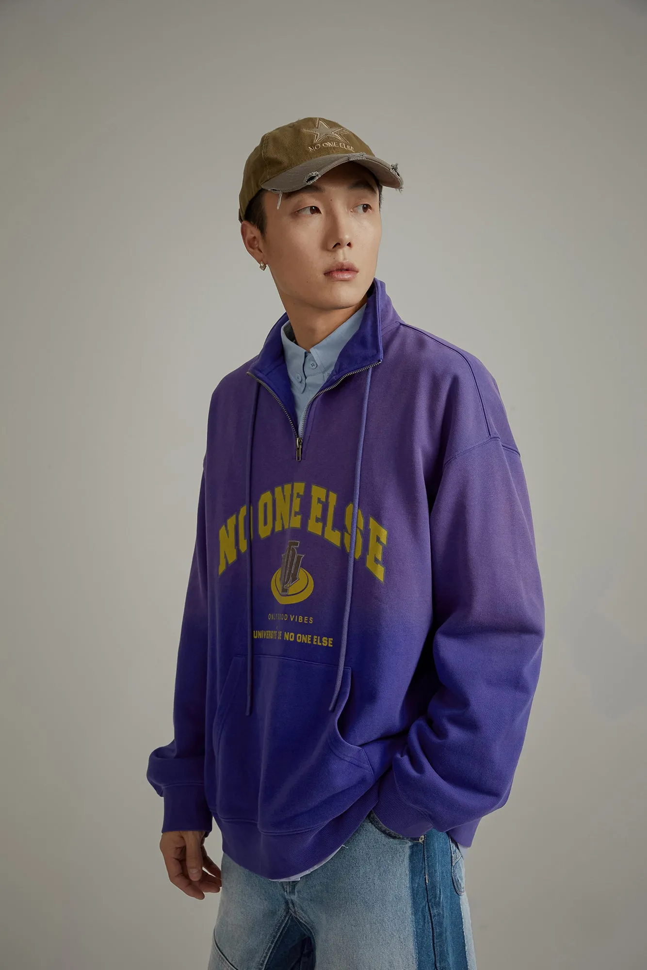 Logo Half Zip-Up Boxy Hoodie