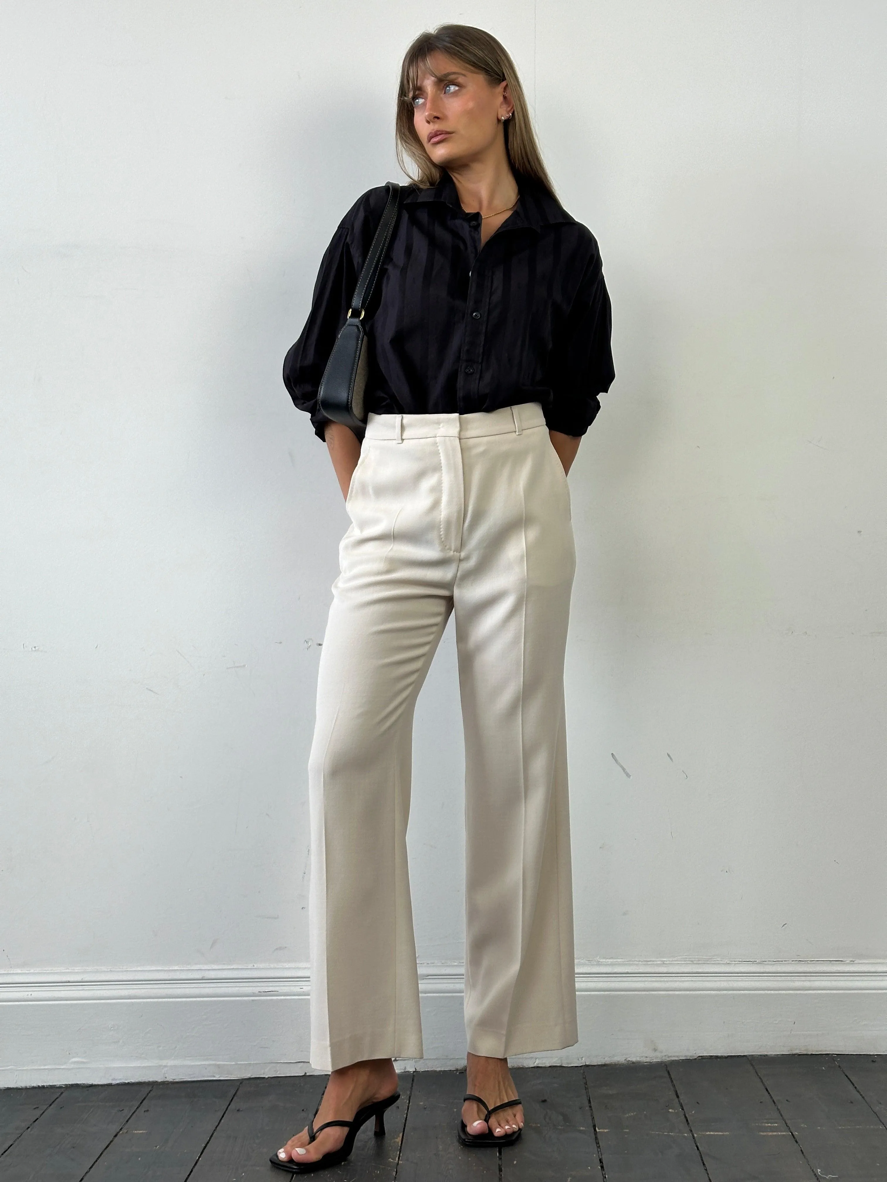 Max Mara Pure Wool High Waisted Tailored Trousers - W28