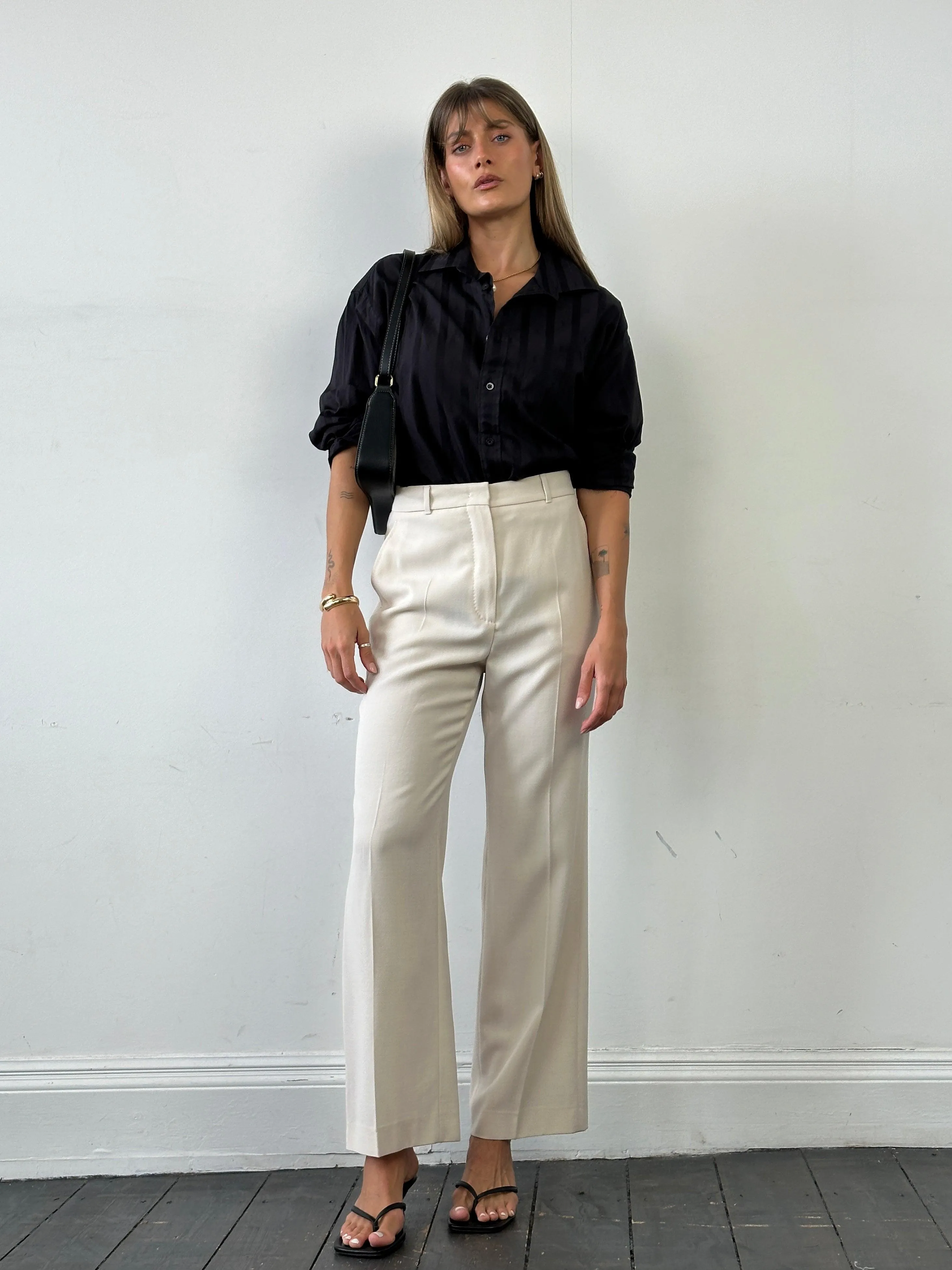 Max Mara Pure Wool High Waisted Tailored Trousers - W28