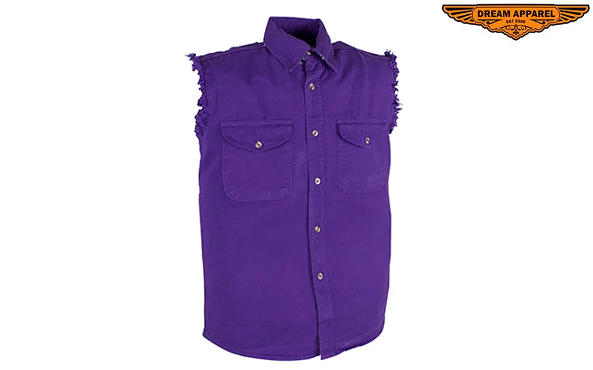 Mens Denim Purple Sleeveless