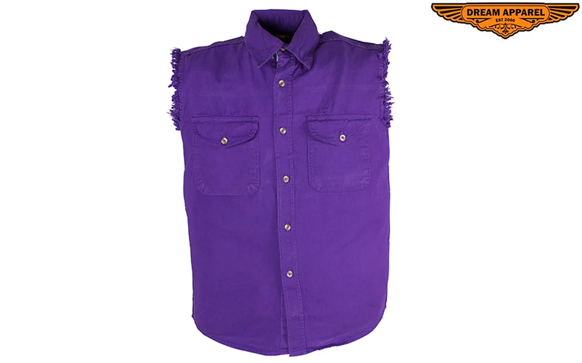 Mens Denim Purple Sleeveless