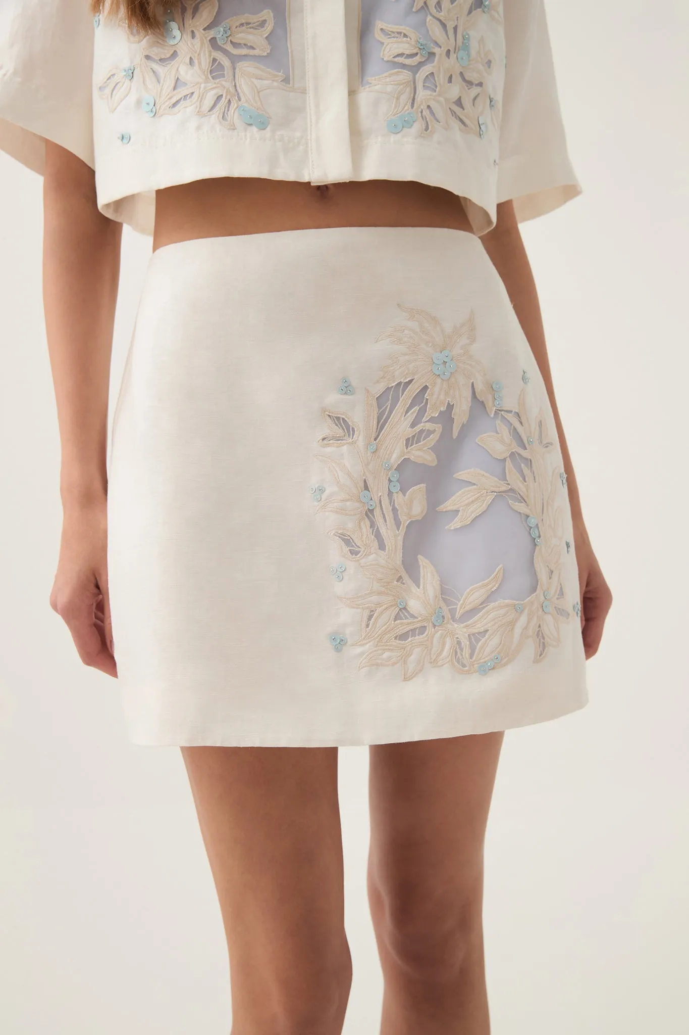 Mirrors Embroidered Mini Skirt