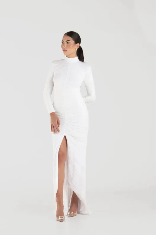 Nina White Long Sleeves Dress