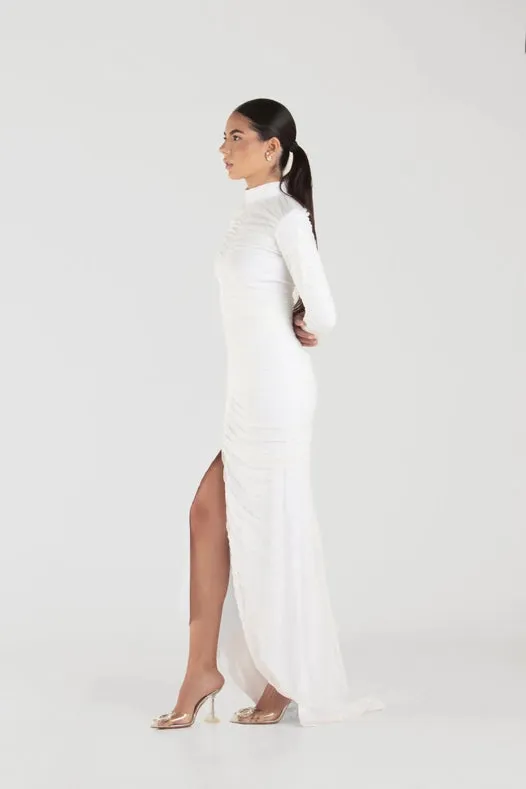 Nina White Long Sleeves Dress