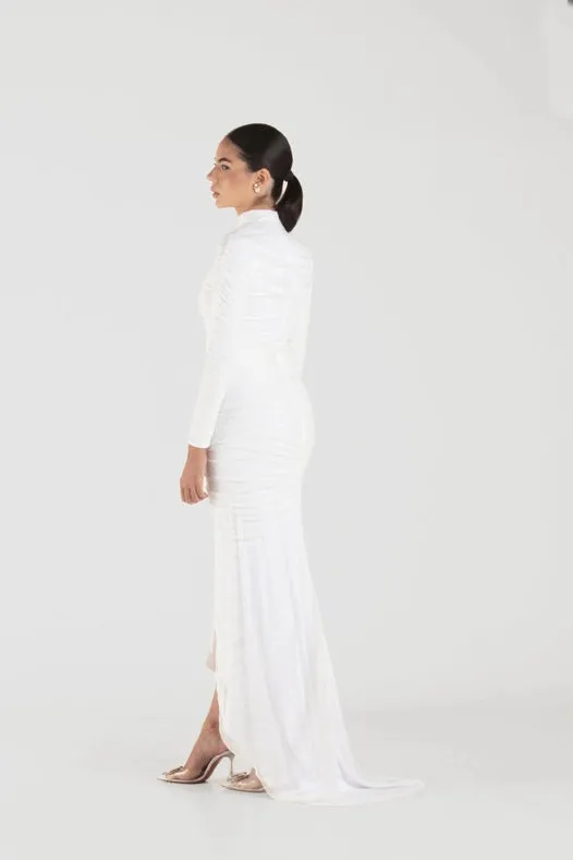 Nina White Long Sleeves Dress