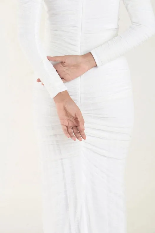 Nina White Long Sleeves Dress