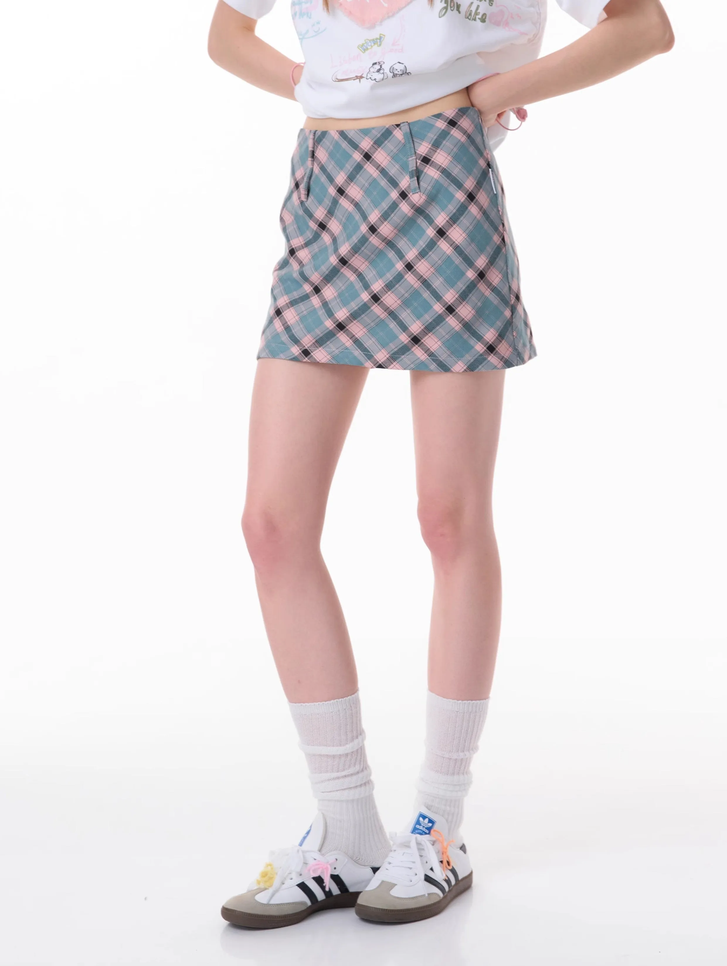 Pastel Plaid Mini Skirt