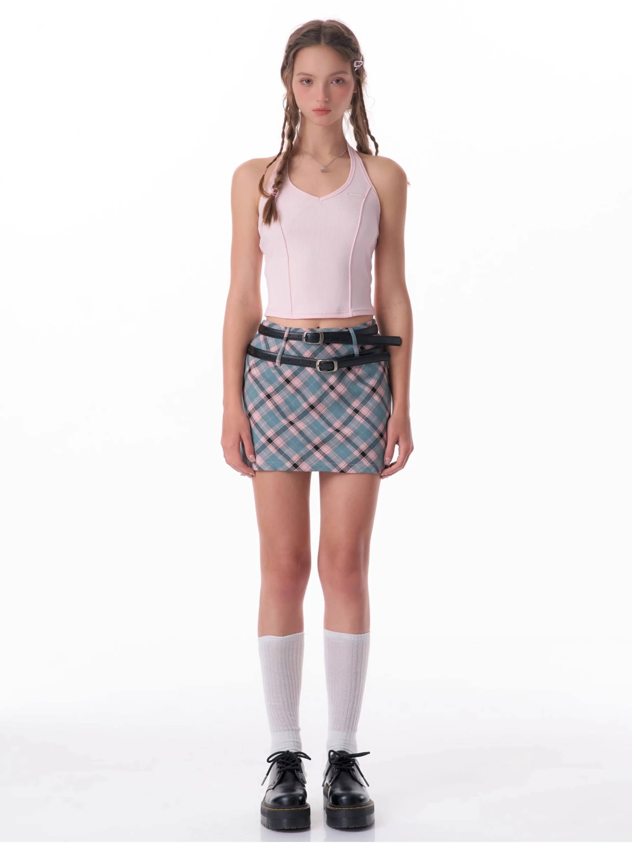 Pastel Plaid Mini Skirt