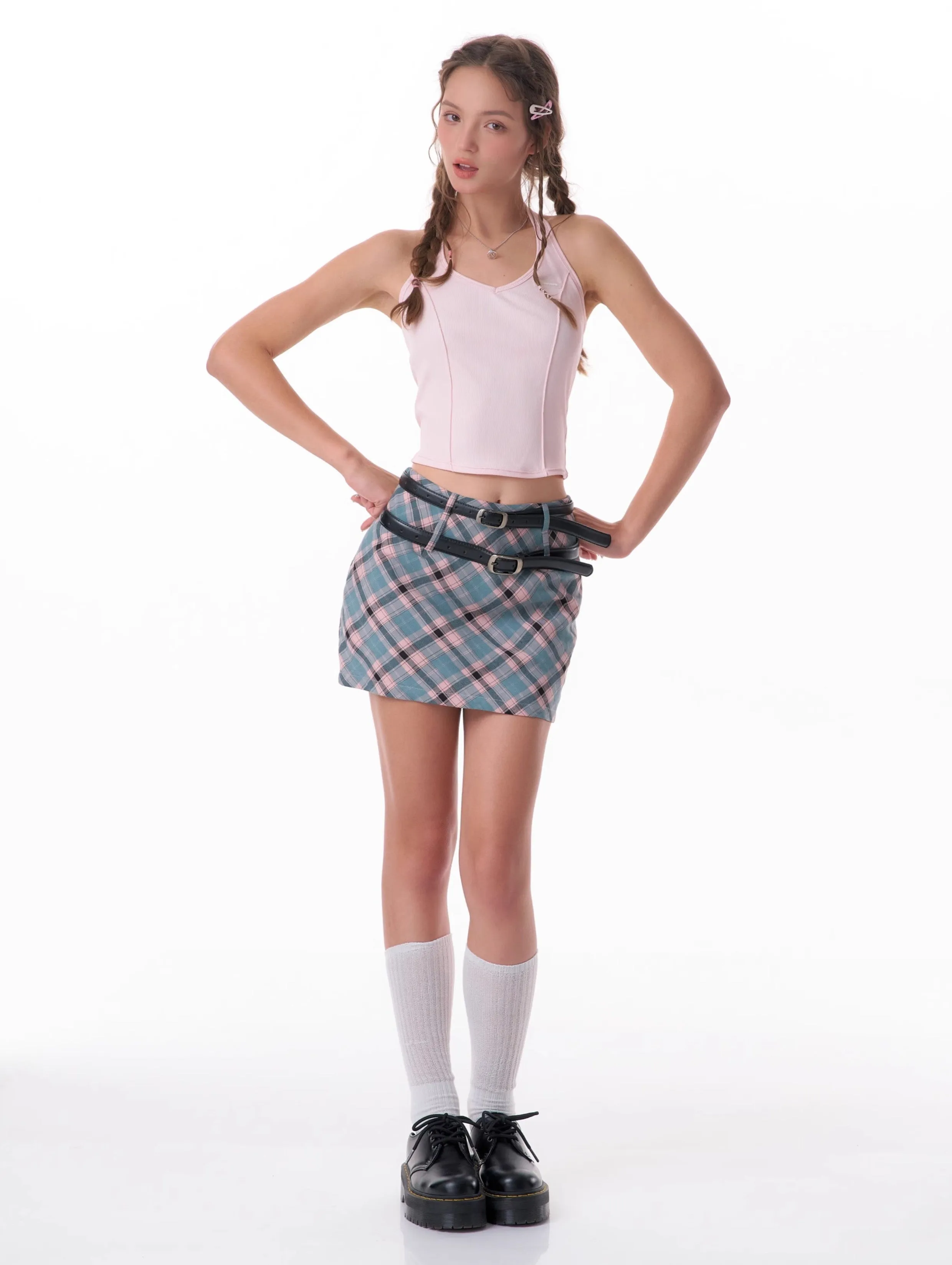 Pastel Plaid Mini Skirt