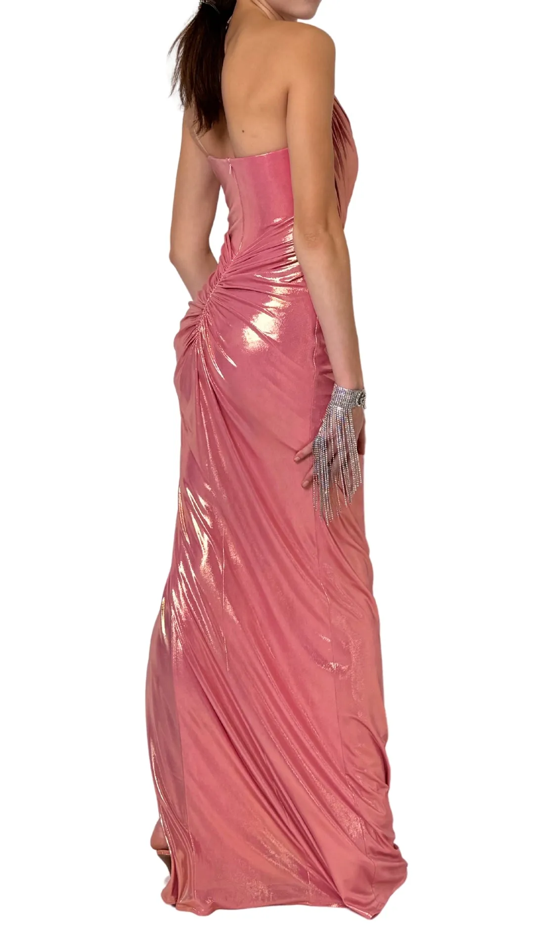 Pink Metallic Cocktail Prom Dress