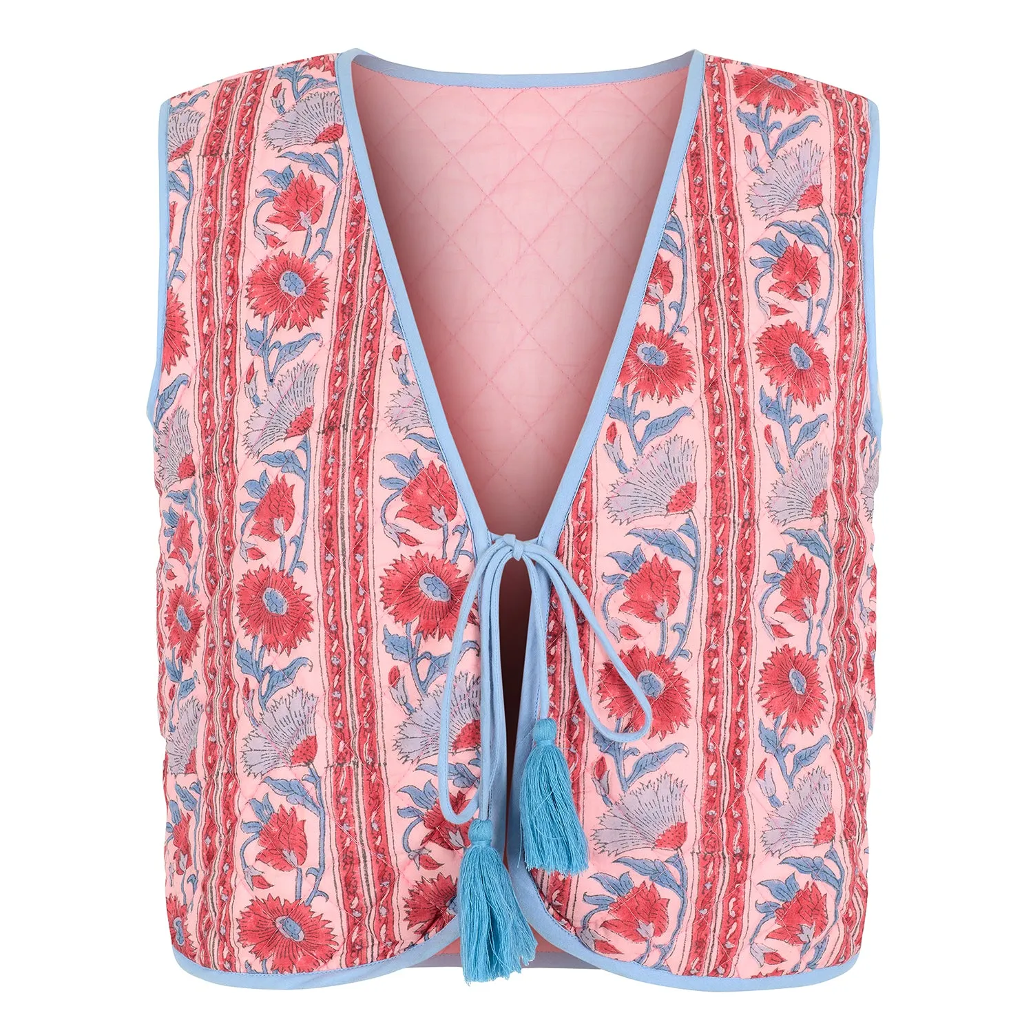 Priya quilted waistcoat in dusty pink