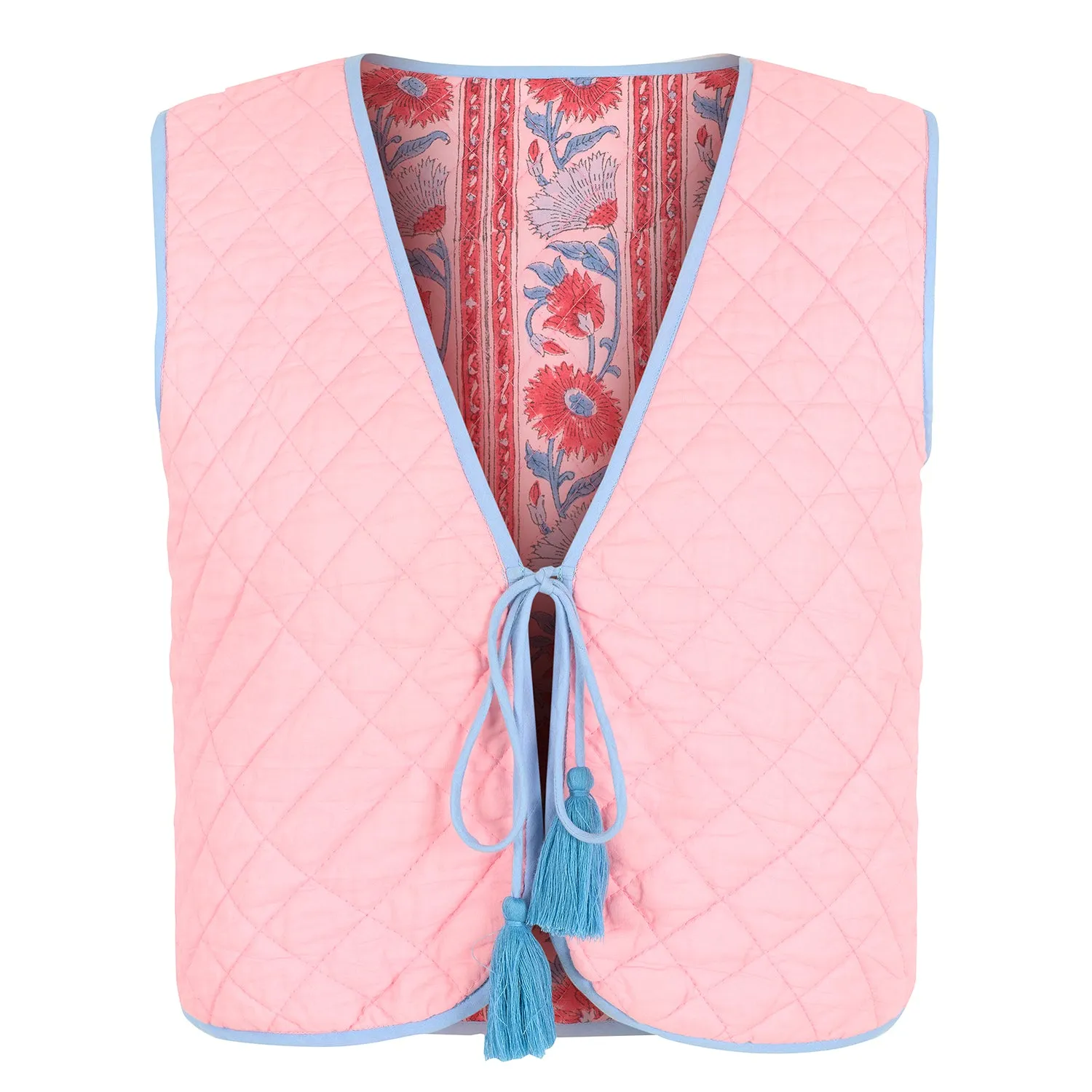 Priya quilted waistcoat in dusty pink