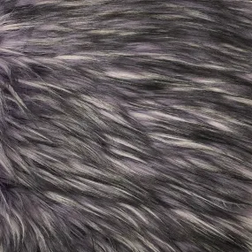 Purple Multicolor Husky Print Shaggy Faux Fur Fabric